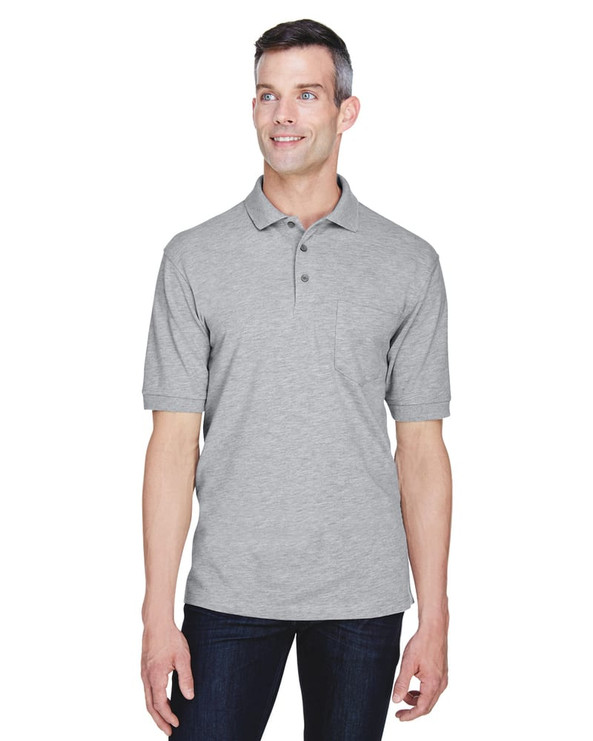 Harriton M265P - Polo Easy Blend de 5,6 oz. con bolsillo