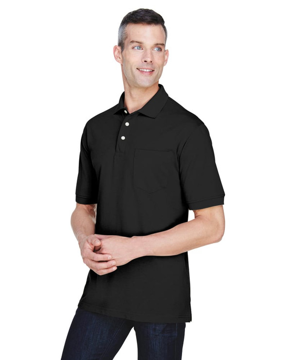 Harriton M265P - Polo Easy Blend de 5,6 oz. con bolsillo