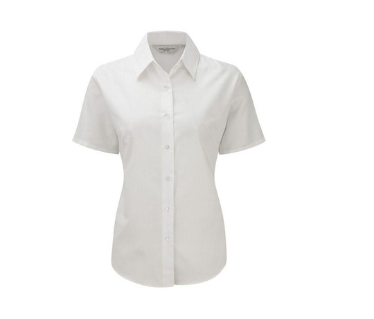 RUSSELL COLLECTION JZ33F - LADIES' SHORT SLEEVE TAILORED OXFORD SHIRT