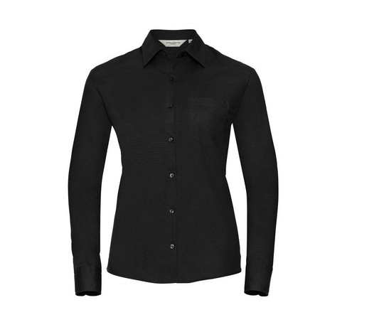 RUSSELL COLLECTION JZ36F - LADIES' LONG SLEEVE CLASSIC PURE COTTON POPLIN SHIRT