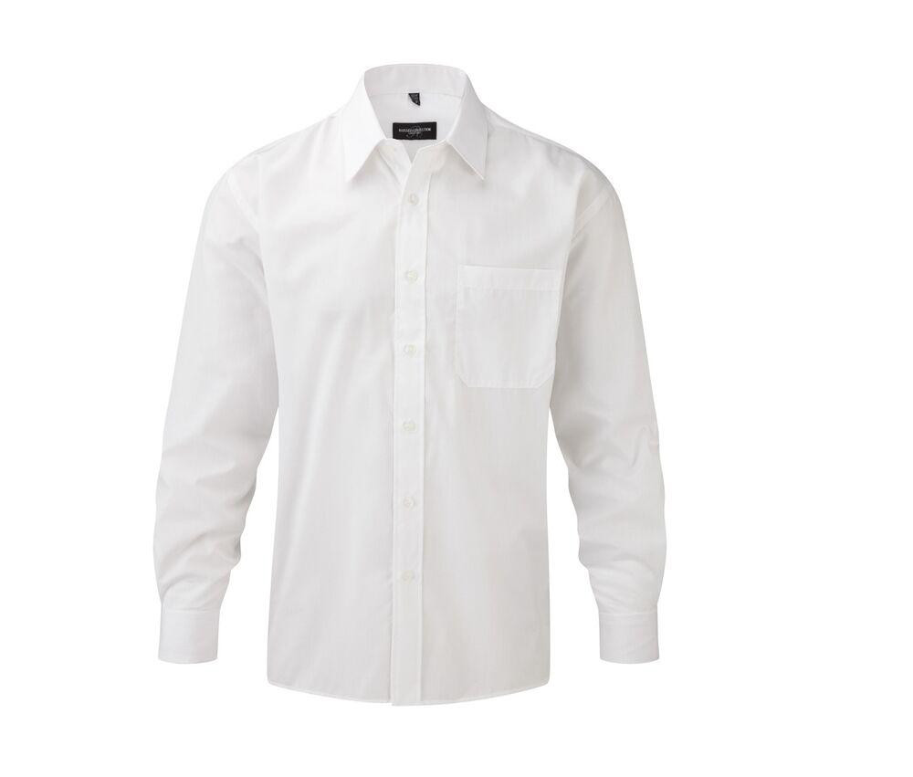 Russell Collection JZ934 - Camicia Popeline Maniche Lunghe Policotone Facile Cura Uomo
