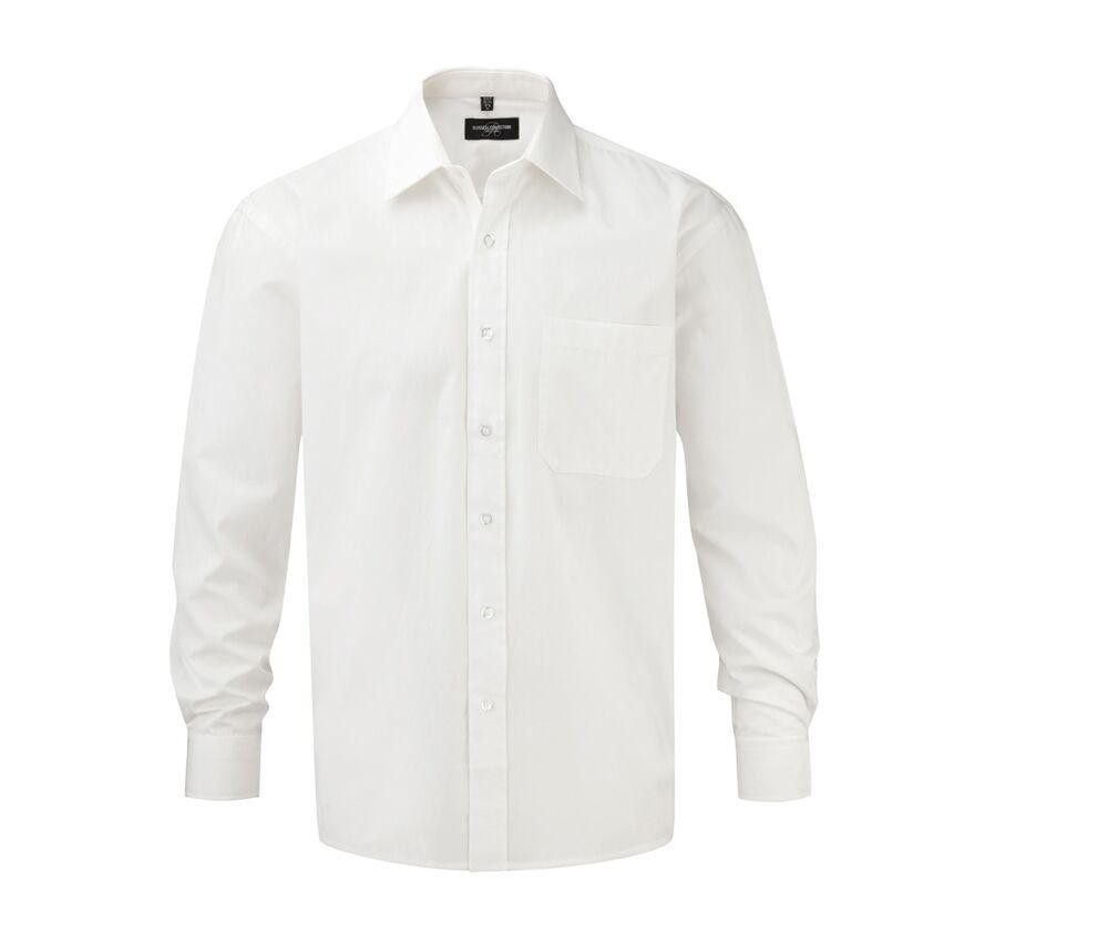 Russell Collection JZ936 - Camicia da uomo a maniche lunghe in popeline di puro cotone facile da curare