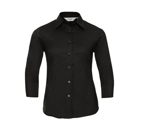 Russell Collection JZ46F - Camicia aderente da donna a maniche 3/4