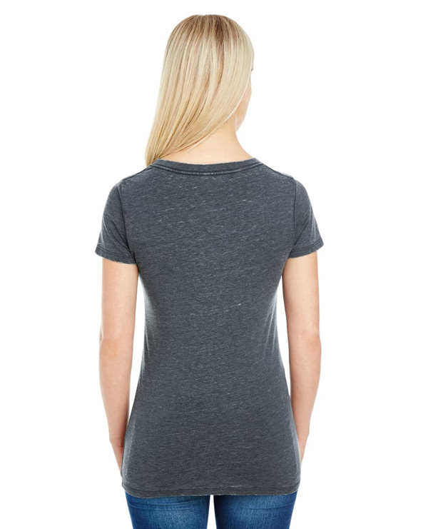 Threadfast 208B - Camiseta de manga corta y cuello en V Vintage Dye para mujer