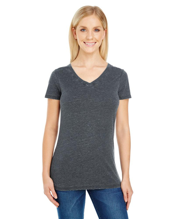 Threadfast 208B - Camiseta de manga corta y cuello en V Vintage Dye para mujer