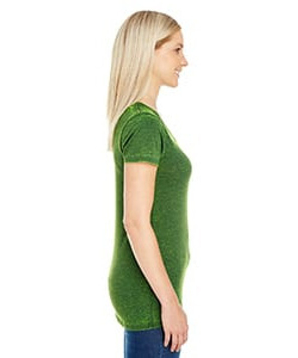 Threadfast 215B - Camiseta cruzada de manga corta y cuello en V para mujer
