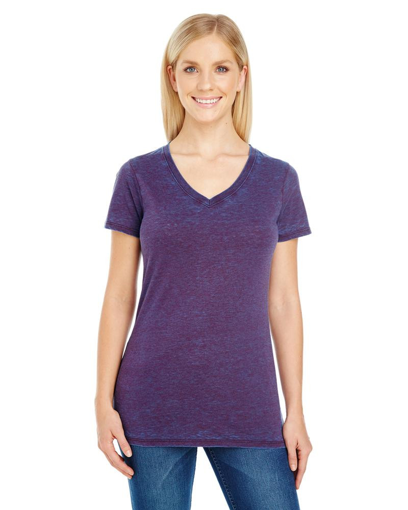 Threadfast 215B - Ladies Cross Dye Short-Sleeve V-Neck T-Shirt