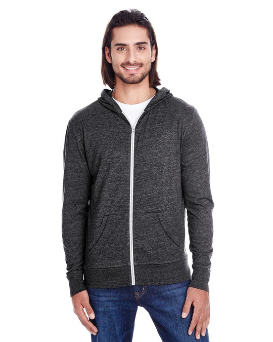 Threadfast 302Z - Sudadera con capucha ligera de cremallera completa triblend unisex