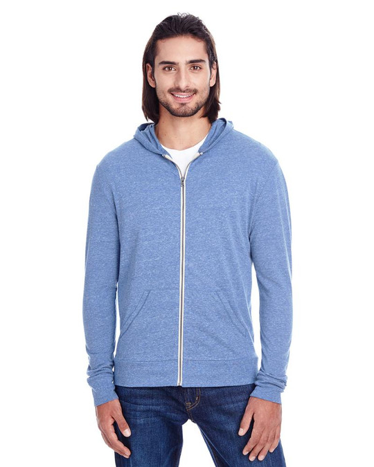 Threadfast 302Z - Sudadera con capucha ligera de cremallera completa triblend unisex