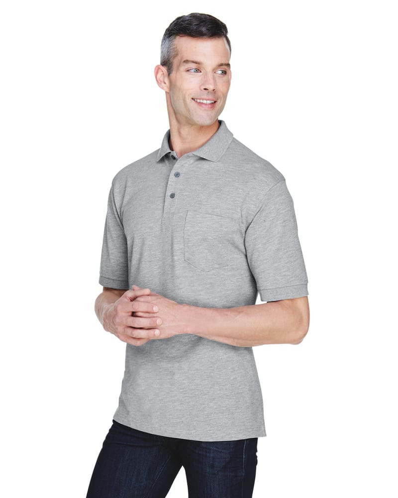 Harriton M265P - Polo Easy Blend con bolsillo de 5.6 oz.