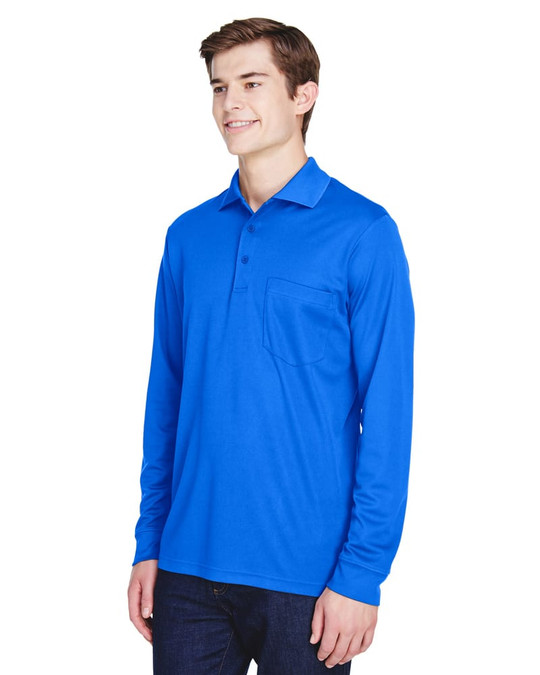 Core 365 88192P - Polo à manches longues en piqué Performance Pinnacle pour adulte avec poche