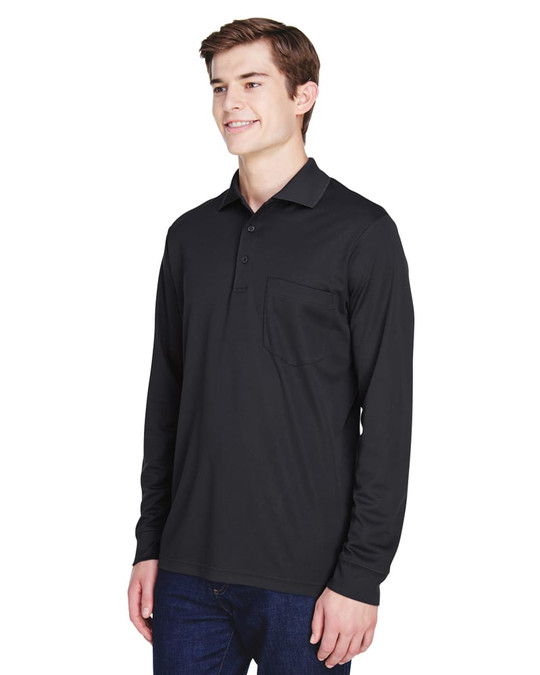 Core 365 88192P - Polo à manches longues en piqué Performance Pinnacle pour adulte avec poche