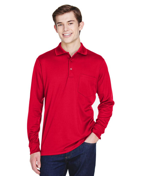 Core 365 88192P - Polo à manches longues en piqué Performance Pinnacle pour adulte avec poche