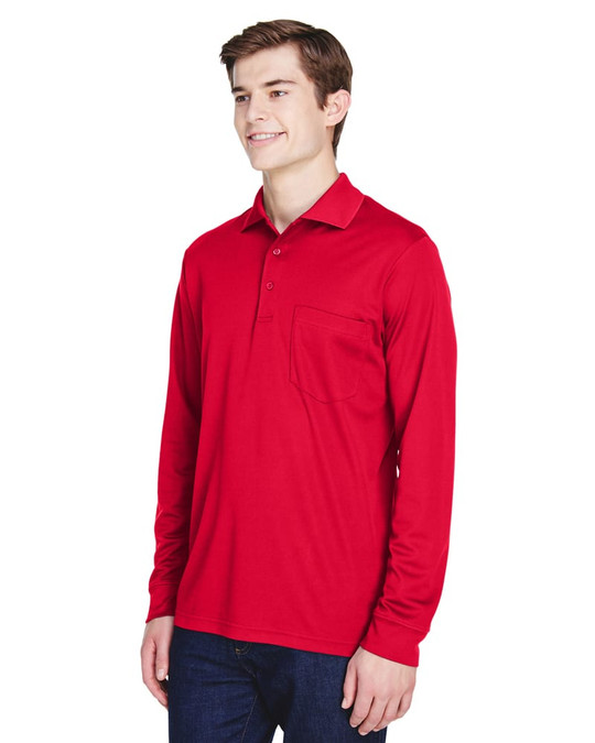 Core 365 88192P - Polo à manches longues en piqué Performance Pinnacle pour adulte avec poche