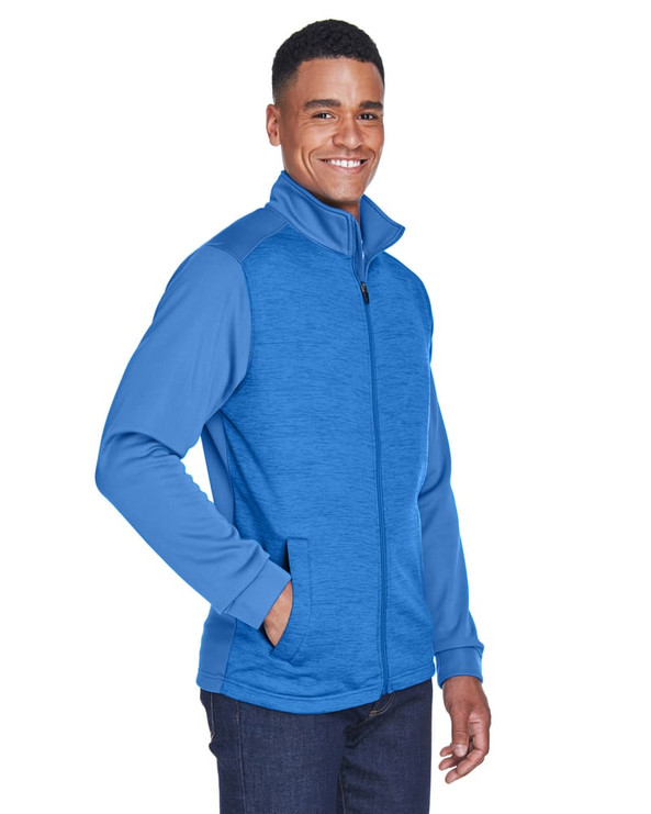 Devon & Jones DG796 - Men's Newbury Colorblock Mélange Fleece Full-Zip