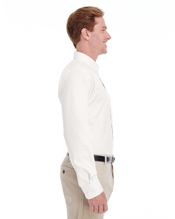 Harriton M581T - Men's Tall Foundation 100% Cotton Long Sleeve Twill Shirt with Teflon