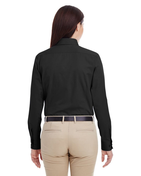 Harriton M581W - Ladies Foundation 100% Cotton Long Sleeve Twill Shirt with Teflon