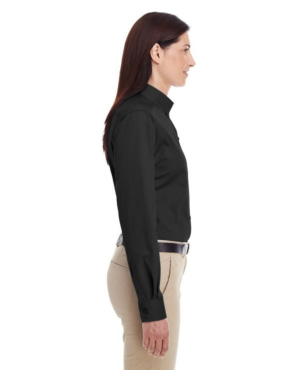 Harriton M581W - Ladies Foundation 100% Cotton Long Sleeve Twill Shirt with Teflon