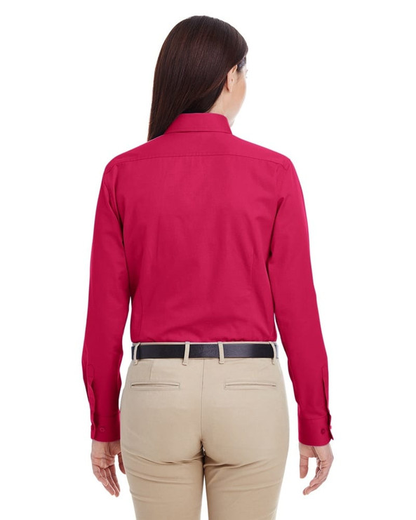 Harriton M581W - Ladies Foundation 100% Cotton Long Sleeve Twill Shirt with Teflon