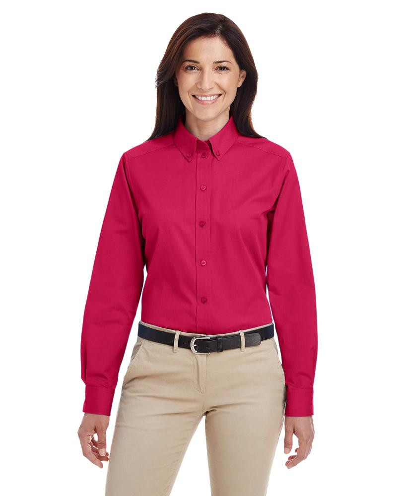 Harriton M581W - Ladies Foundation 100% Cotton Long Sleeve Twill Shirt with Teflon