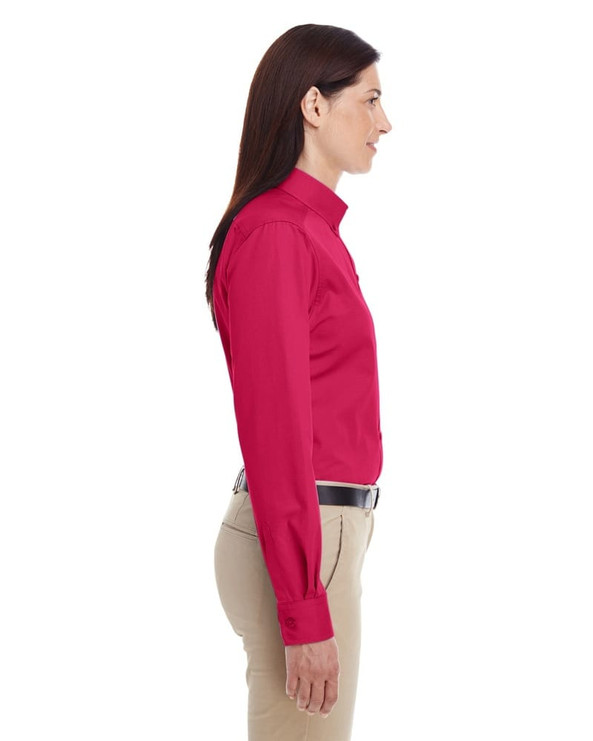 Harriton M581W - Ladies Foundation 100% Cotton Long Sleeve Twill Shirt with Teflon