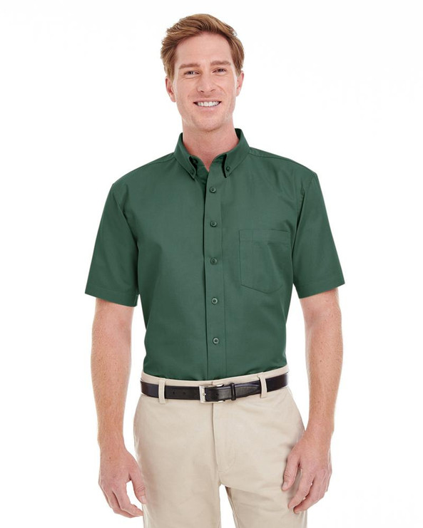 Harriton M582 - Men's Foundation 100% Cotton Short Sleeve Twill Shirt Teflon
