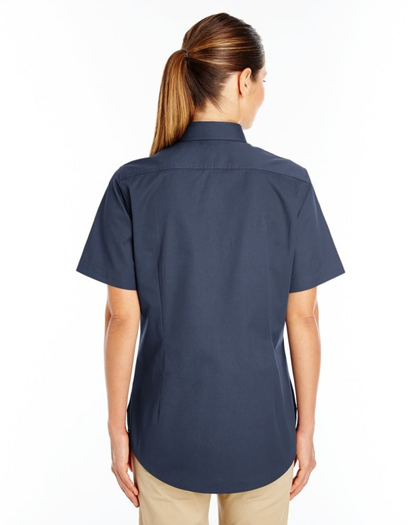 Harriton M582W - Ladies Foundation 100% Cotton Short Sleeve Twill Shirt Teflon