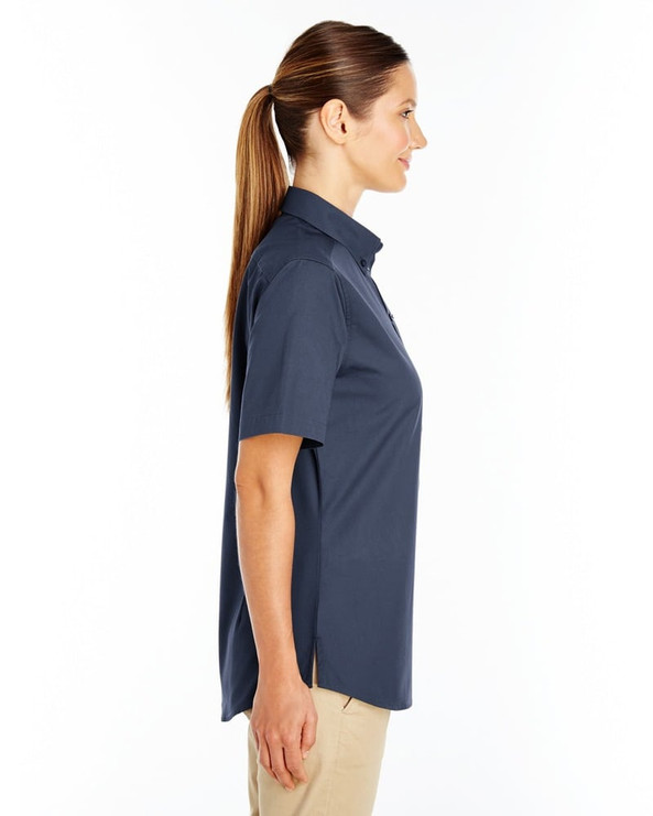 Harriton M582W - Ladies Foundation 100% Cotton Short Sleeve Twill Shirt Teflon