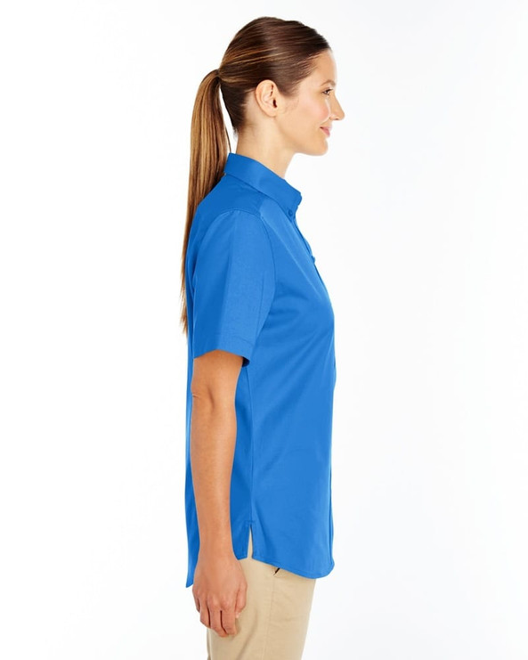 Harriton M582W - Ladies Foundation 100% Cotton Short Sleeve Twill Shirt Teflon