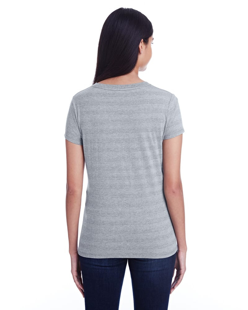 Threadfast 252RV - Camiseta de cuello en V de rayas invisibles para mujer