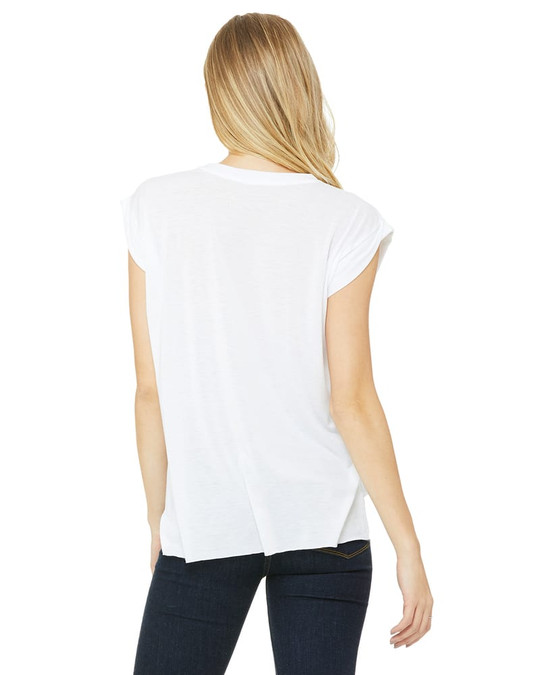 Bella+Canvas 8804 - T-shirt sans manches fluide pour femmes avec revers roulé