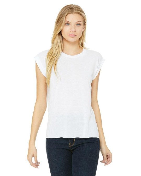 Bella+Canvas 8804 - T-shirt sans manches fluide pour femmes avec revers roulé