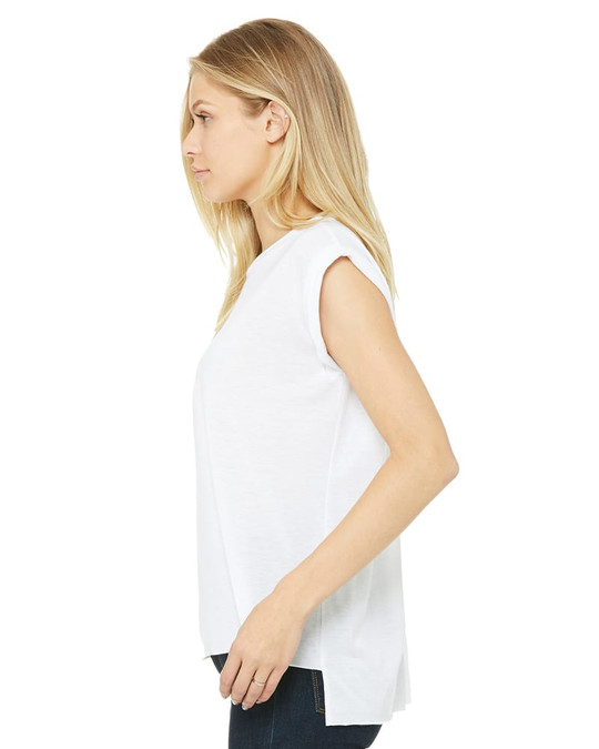Bella+Canvas 8804 - T-shirt sans manches fluide pour femmes avec revers roulé
