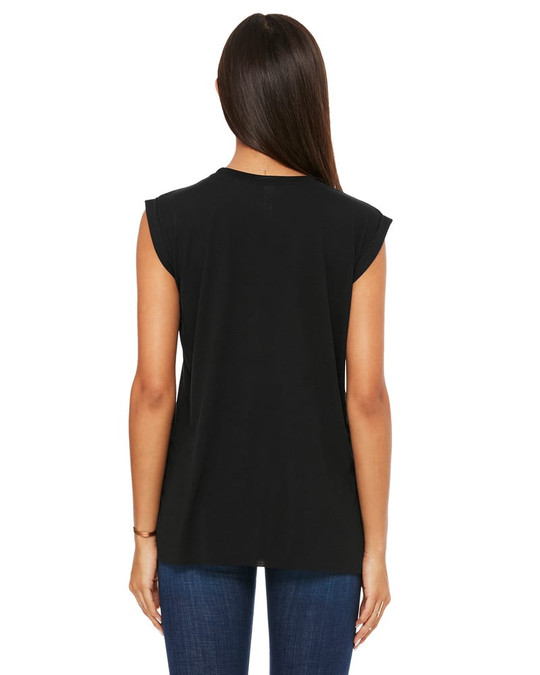 Bella+Canvas 8804 - Camiseta sin mangas fluida para damas con puño enrollado