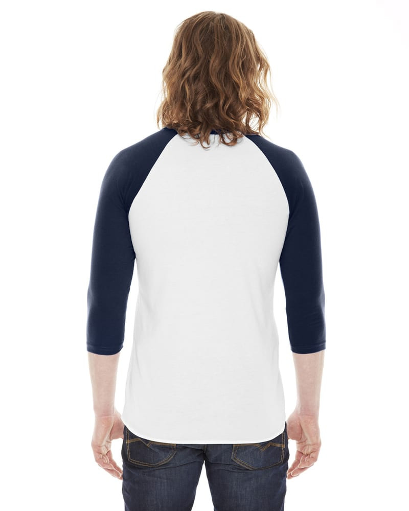 American Apparel BB453W - Camiseta Unisex de Polialgodón con Mangas Raglán de 3/4