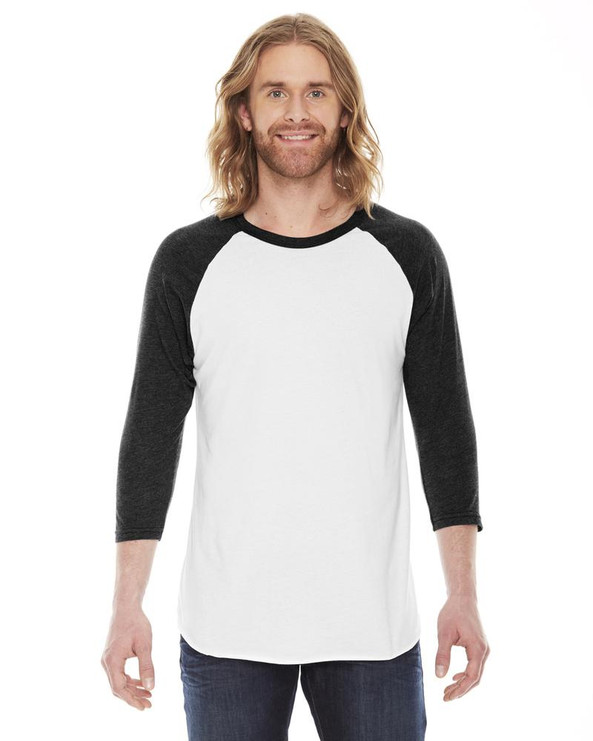 American Apparel BB453W - Unisex Poly-Cotton 3/4-Sleeve Raglan T-Shirt