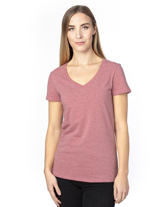 Threadfast 200RV - Camiseta de Manga Corta con Cuello en V para Damas
