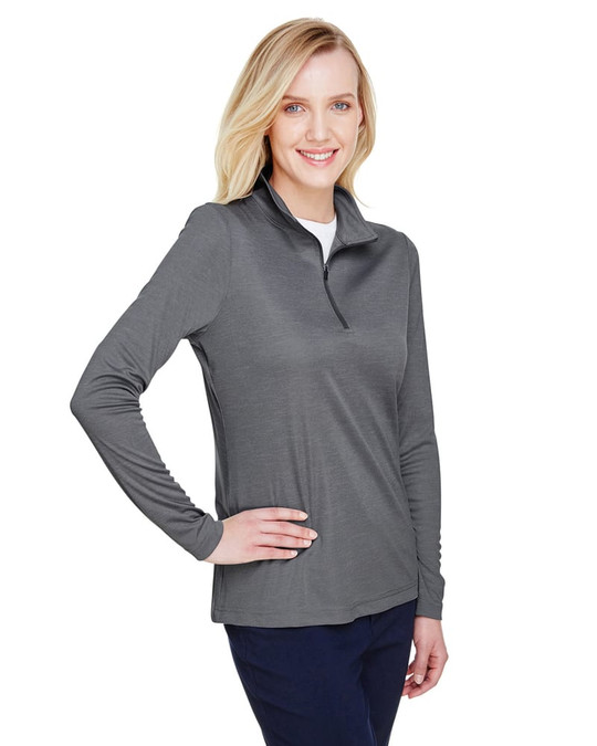 Team 365 TT31HW - Quart de zip de performance Sonic Heather pour femmes Zone