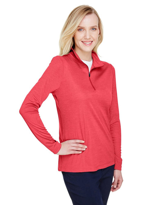 Team 365 TT31HW - Quart de zip de performance Sonic Heather pour femmes Zone