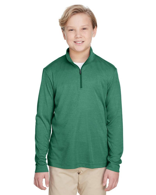 Team 365 TT31HY - Quart de zip performant Sonic Heather pour jeunes