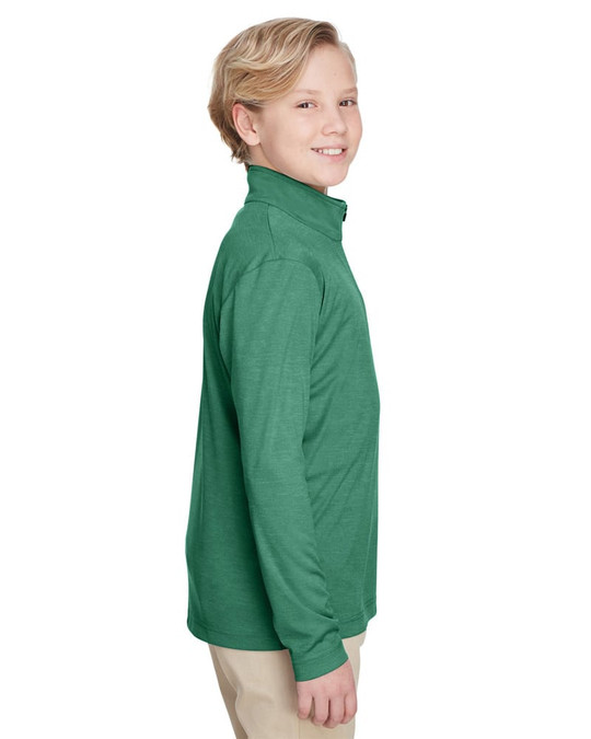 Team 365 TT31HY - Quart de zip performant Sonic Heather pour jeunes