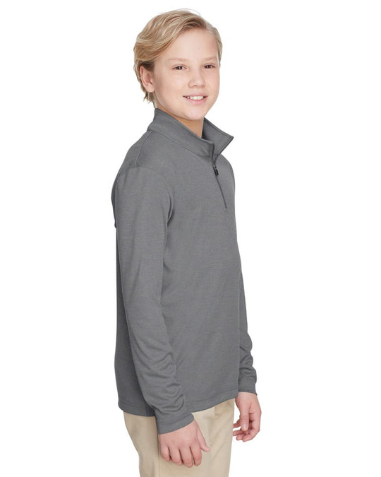 Team 365 TT31HY - Quart de zip performant Sonic Heather pour jeunes
