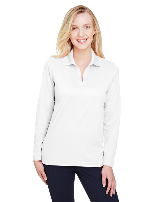 Devon & Jones DG20LW - Polo à manches longues pour dames CrownLux Performance Plaited