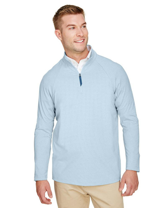 Devon & Jones DG480 - Clubhouse Micro-Stripe Quarter-Zip para hombre CrownLux Performance