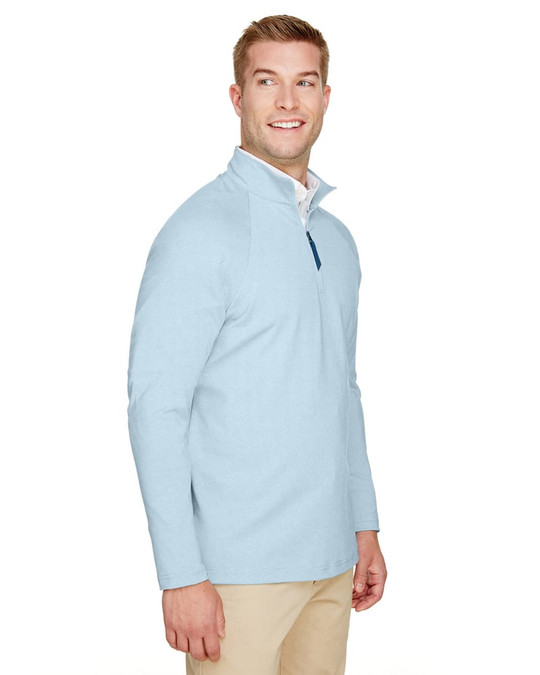 Devon & Jones DG480 - Clubhouse Micro-Stripe Quarter-Zip para hombre CrownLux Performance