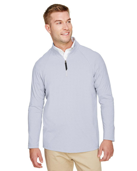Devon & Jones DG480 - Clubhouse Micro-Stripe Quarter-Zip para hombre CrownLux Performance