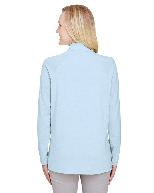 Devon & Jones DG480W - Clubhouse Micro-Stripe Quarter-Zip para damas CrownLux Performance