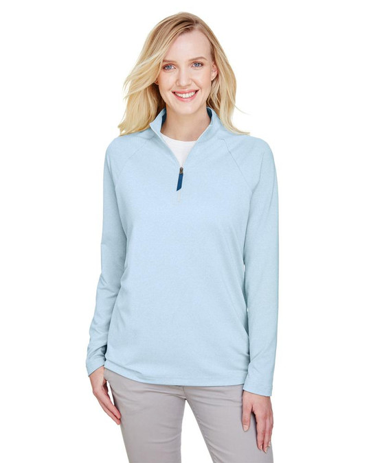 Devon & Jones DG480W - Clubhouse Micro-Stripe Quarter-Zip para damas CrownLux Performance