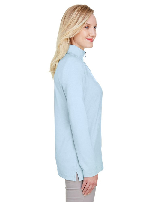 Devon & Jones DG480W - Clubhouse Micro-Stripe Quarter-Zip para damas CrownLux Performance