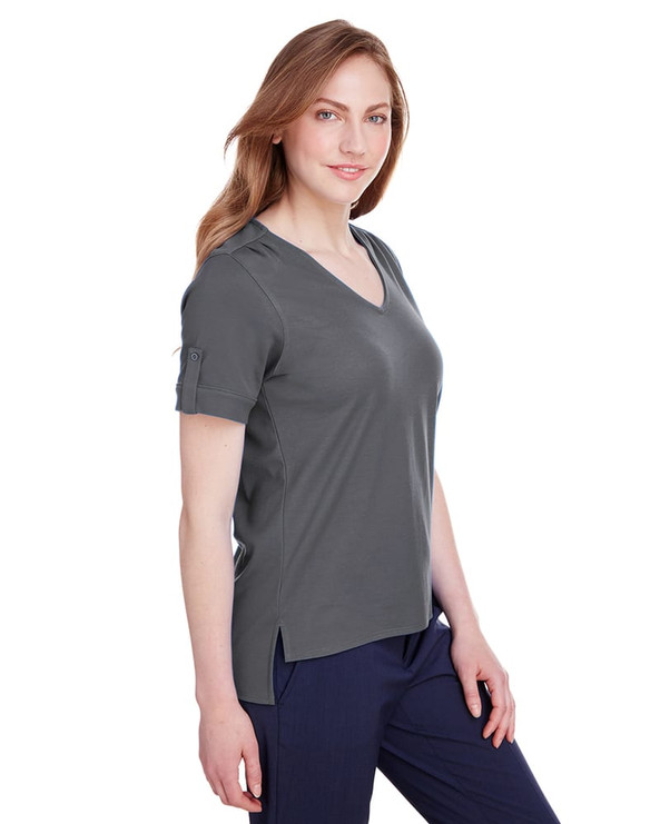Devon & Jones DG20WB - Ladies CrownLux Performance Plaited Rolled-Sleeve Top